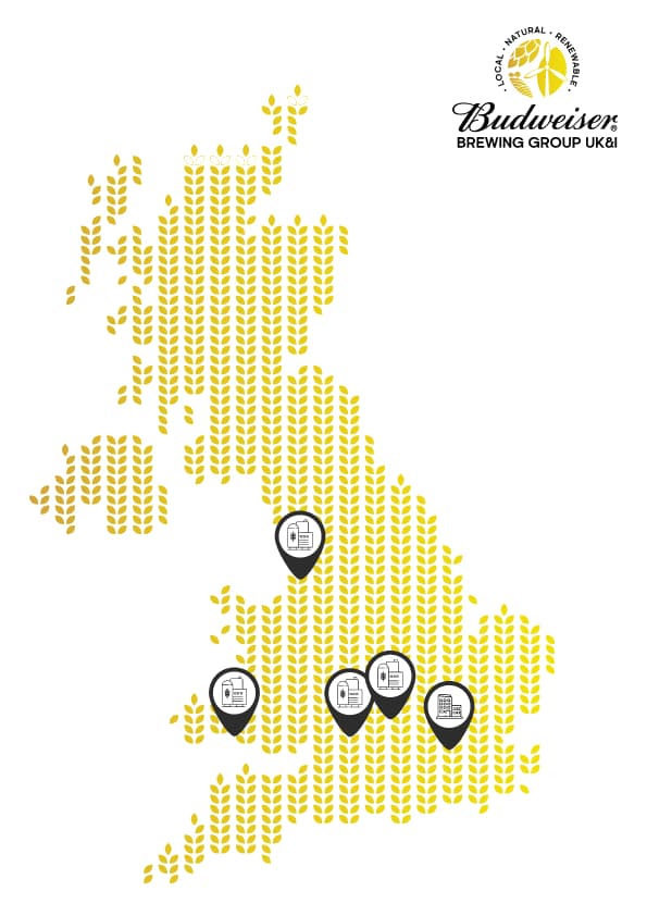 UK Map with Breweries and Headquarter Locations