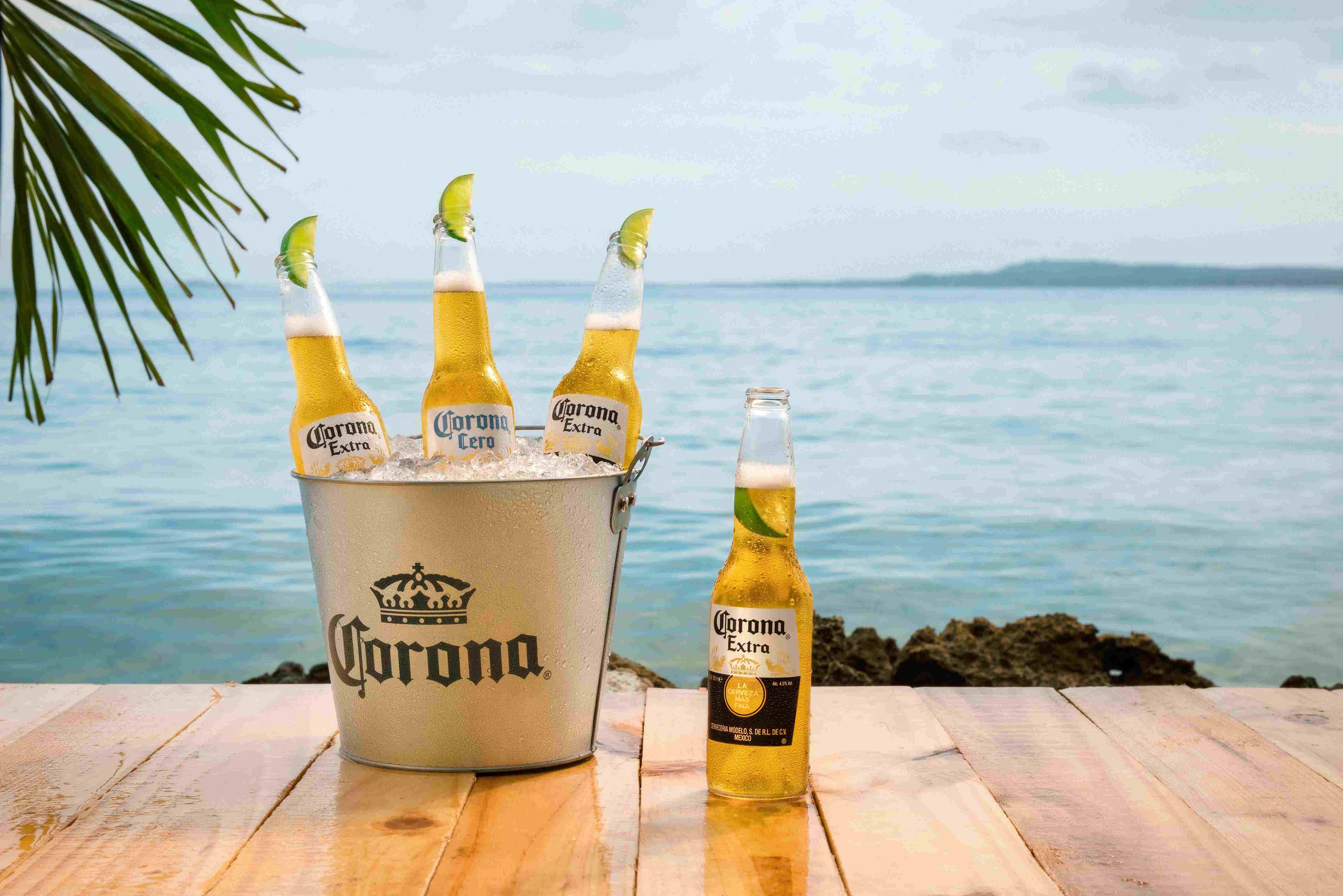 Corona cans in Corona bucket